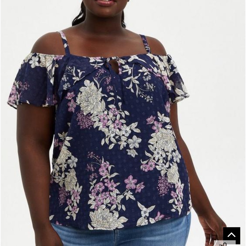 Torrid Clip Dot Cold Shoulder Top